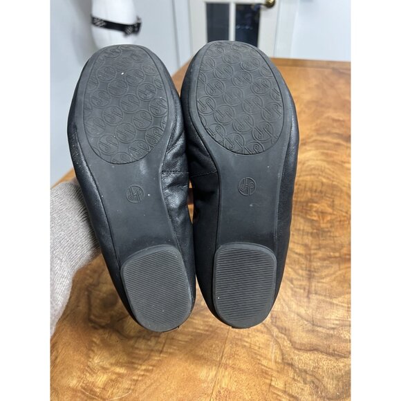 Lot Lindsay Phillips Women’s 9.5 Zip Black Genuine Leather Ballet Flats 2 Snaps - Picture 11 of 11
